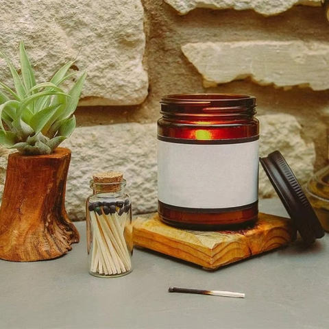 Amber Classic Glass Candle Jar With Gold Tin Lid
