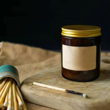 Amber Classic Glass Candle Jar With Gold Tin Lid