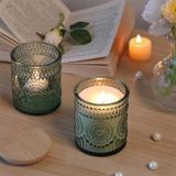 Classic Glass Candle Jar With Flower Pattern