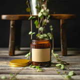 Amber Classic Glass Candle Jar With Gold Tin Lid