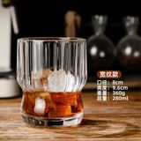 Wide Stripe Glass Cup – Inner Vertical Texture, Smooth Exterior, Custom Logo Ready