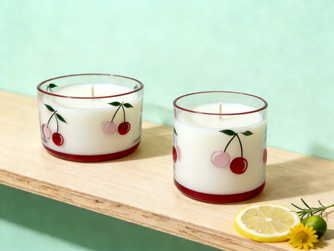 Scented Candle With Cherry Decor