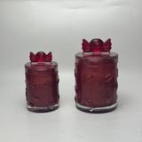 Red Glitter Glass Candle Jar With Candy Decor