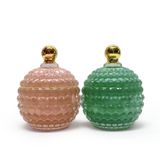 Round Candle Jar With Dot Decoration