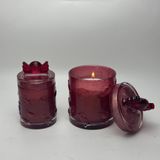 Red Glitter Glass Candle Jar With Candy Decor