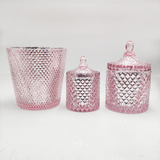 Geo Glass Candle Jar With Pastel Colour Spraying