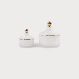 Luxury Glass Embossed Candle Jars With Knob Lids For Home Decor