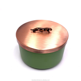 Basic Design Glass Candle Jar With Tin Lid And Animal Holder