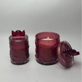 Red Glitter Glass Candle Jar With Candy Decor