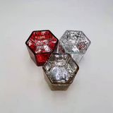 Hexagon-Shaped Glass Candle Jar With Electroplating Decor