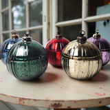 Premium Multicolor Festive Christmas Ball Glass Candle Jar
