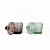Decorative Wavy Embossed Pattern Glass Candle Jars With Lids