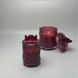 Red Glitter Glass Candle Jar With Candy Decor