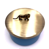 Basic Design Glass Candle Jar With Tin Lid And Animal Holder