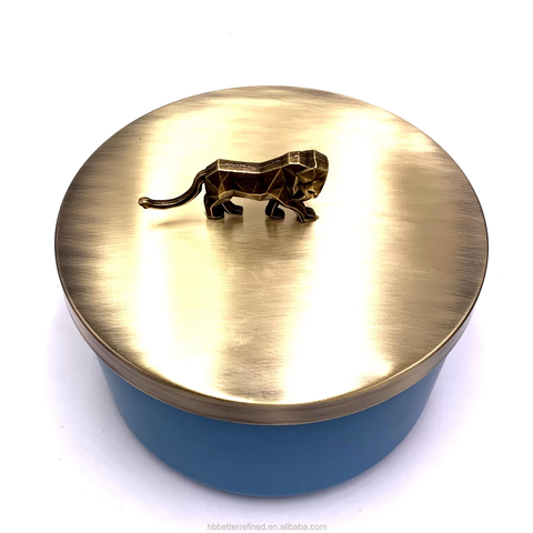 Basic Design Glass Candle Jar With Tin Lid And Animal Holder