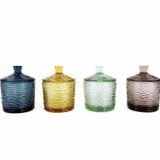 Decorative Wavy Embossed Pattern Glass Candle Jars With Lids