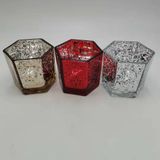 Hexagon-Shaped Glass Candle Jar With Electroplating Decor