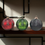 Premium Diamond Cut Christmas Ball Glass Candle Jar