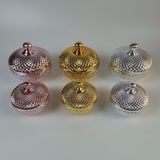 Round Glass Candle Jar With Metal Colour