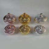 Round Glass Candle Jar With Metal Colour