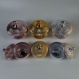 Round Glass Candle Jar With Metal Colour