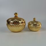 Round Glass Candle Jar With Metal Colour