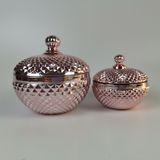 Round Glass Candle Jar With Metal Colour