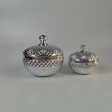 Round Glass Candle Jar With Metal Colour