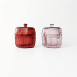 Classic Ribbed Glass Candle Jar with Lid Luxury Home Decoration