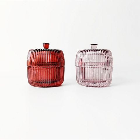 Classic Ribbed Glass Candle Jar with Lid Luxury Home Decoration