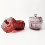 Classic Ribbed Glass Candle Jar with Lid Luxury Home Decoration