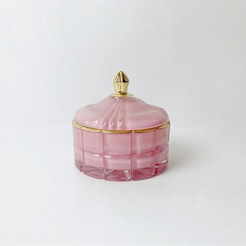 Checkered Glass Candle Jar With Lid