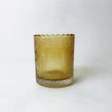 Elegant Embossed Sunflower Pattern Glass Candle Containers