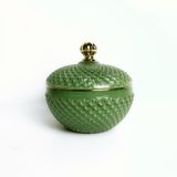Geo Round Glass Candle Jar With Knob Lid