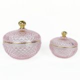 Geo Round Glass Candle Jar With Knob Lid