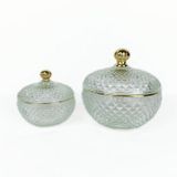Geo Round Glass Candle Jar With Knob Lid
