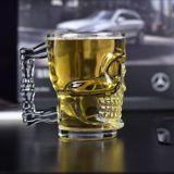Skull Beer Mug – Clear Glass Skull Head Beer Cup with Handle for Halloween, Parties & Bars