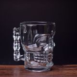 Skull Beer Mug – Clear Glass Skull Head Beer Cup with Handle for Halloween, Parties & Bars