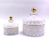 Glass Candle Jar With Tin Lid In White Spraying