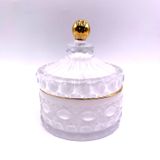 Glass Candle Jar With Tin Lid In White Spraying