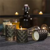 Glass Candle Jar With Line Decoration