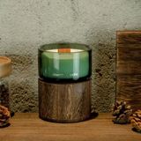 Glass Candle Jar With Wood Holder