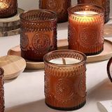 Classic Glass Candle Jar With Flower Pattern