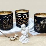 Glass Candle Jar With Bat Decoration