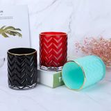 Classic Glass Candle Jar With Inner Spraying And Gold Rim