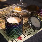 Unique Pattern Glass Candle Jar With Ionized Effect