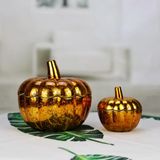 Pumpkin Shaped Glass Candle Jar With Electroplating Effect