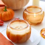 Pumpkin-Shaped Glass Candle Jar With Transparent Spraying