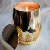 Glass Candle Jar With Tree Electroplating Effect