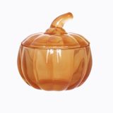 Pumpkin-Shaped Glass Candle Jar With Transparent Orange Spraying